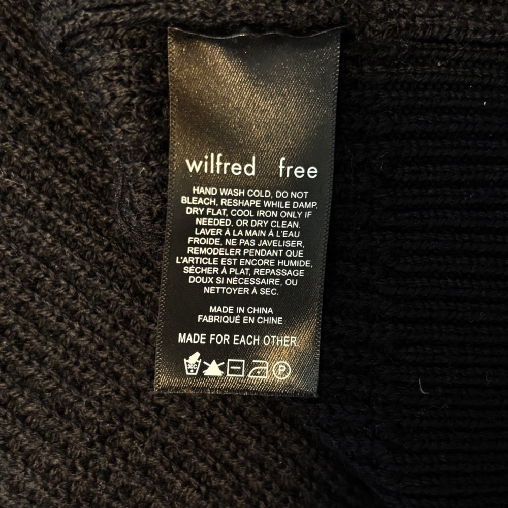 Aritzia Wilfred Free Hillside Sweater Black 100% Wool Crewneck Waffle Knit S - Picture 9 of 13